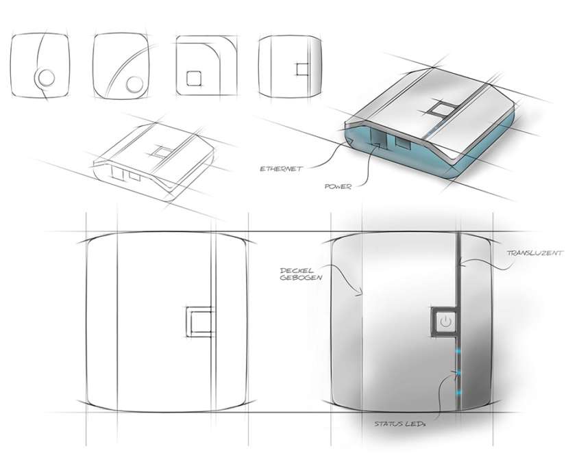 Skizzen des Gehäusedesigns