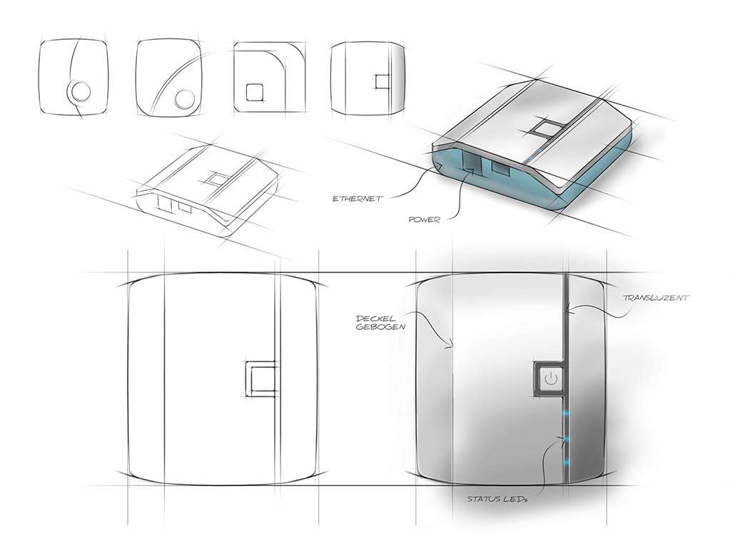 Skizzen des Gehäusedesigns